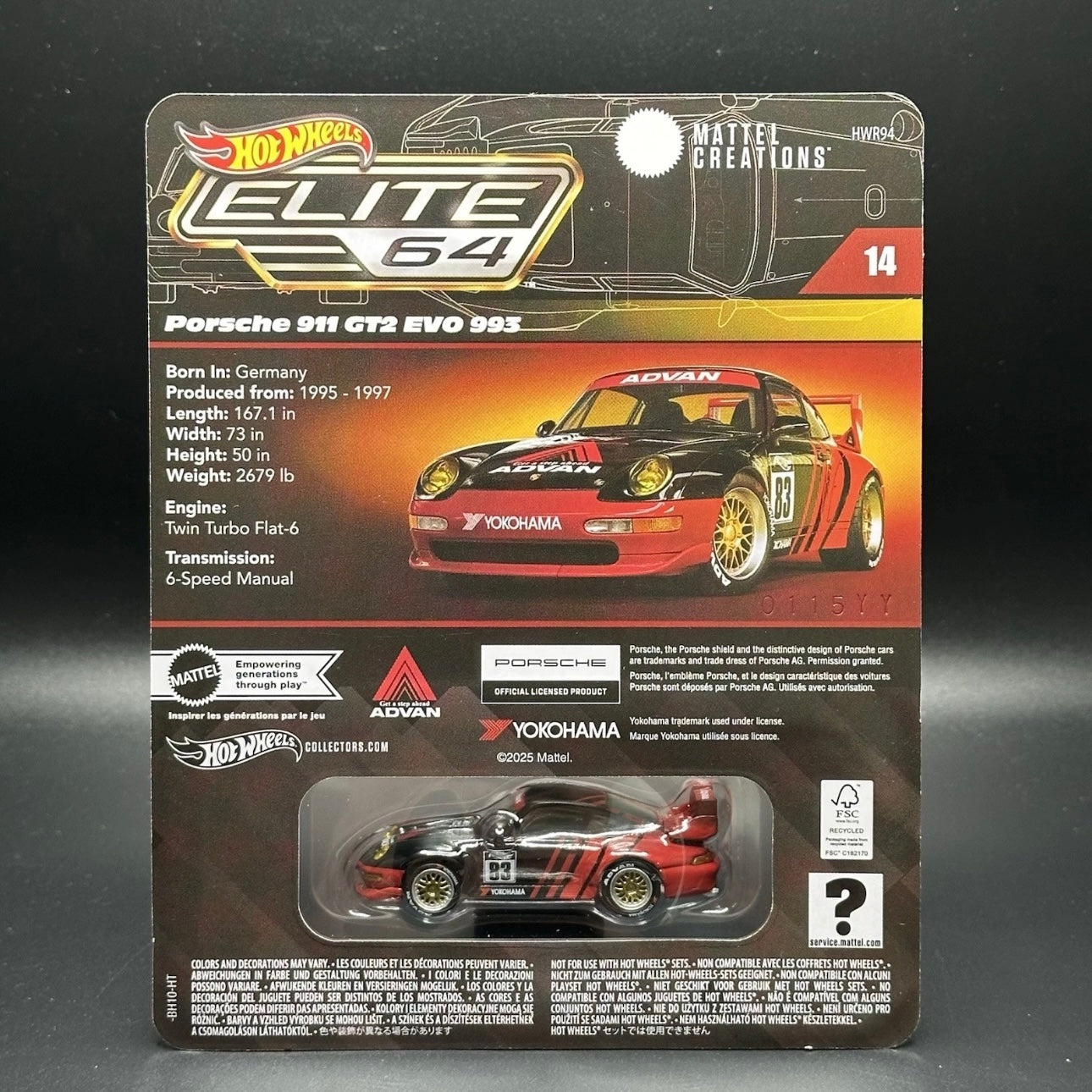 Hot Wheels Elite 64 Porsche 911 GT2 993