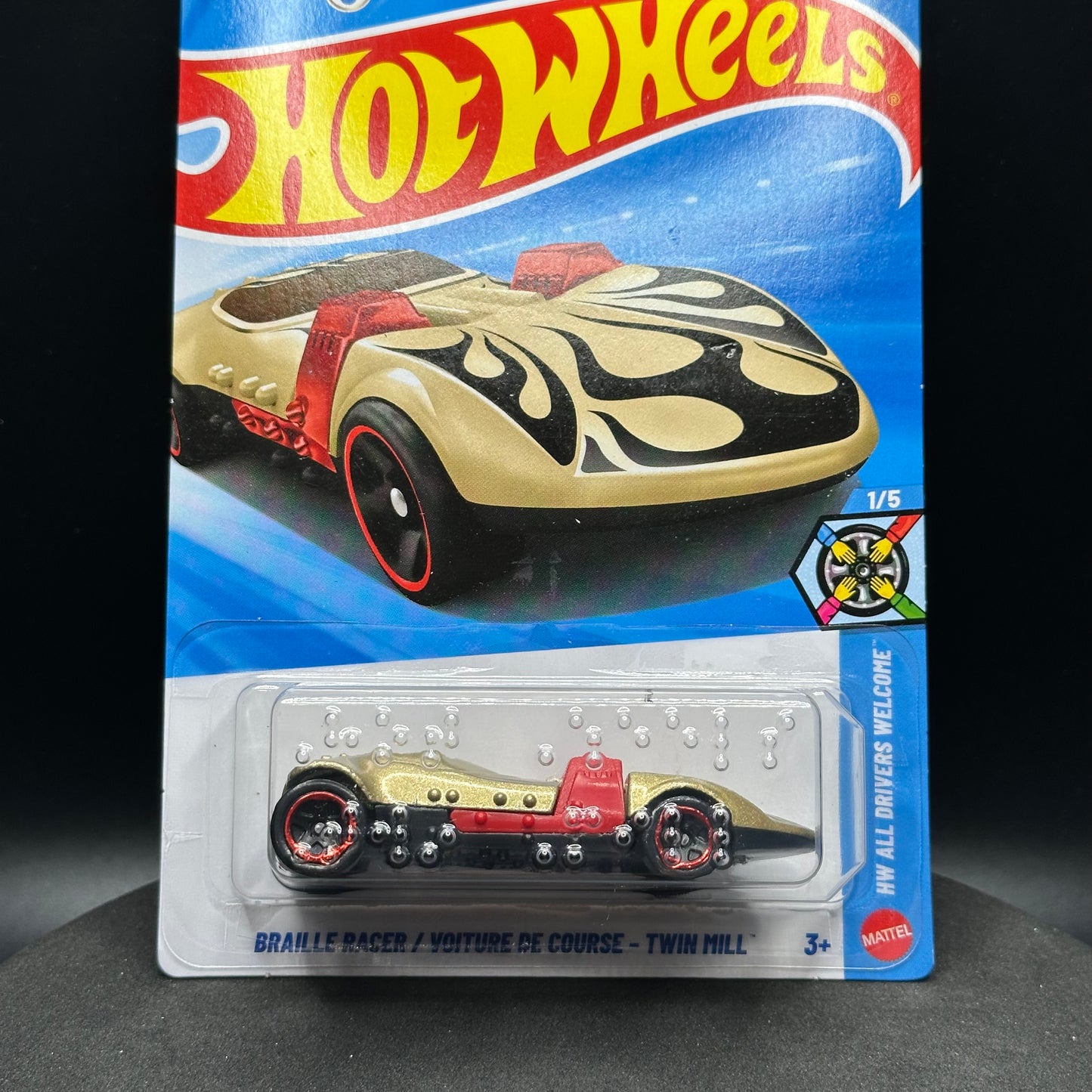 Hot Wheels Braille Racer Twin Mill Gold
