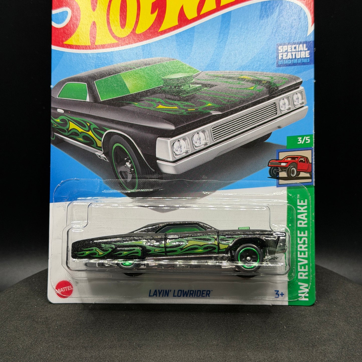 Hot Wheels Layin Lowrider Black/Green Flames