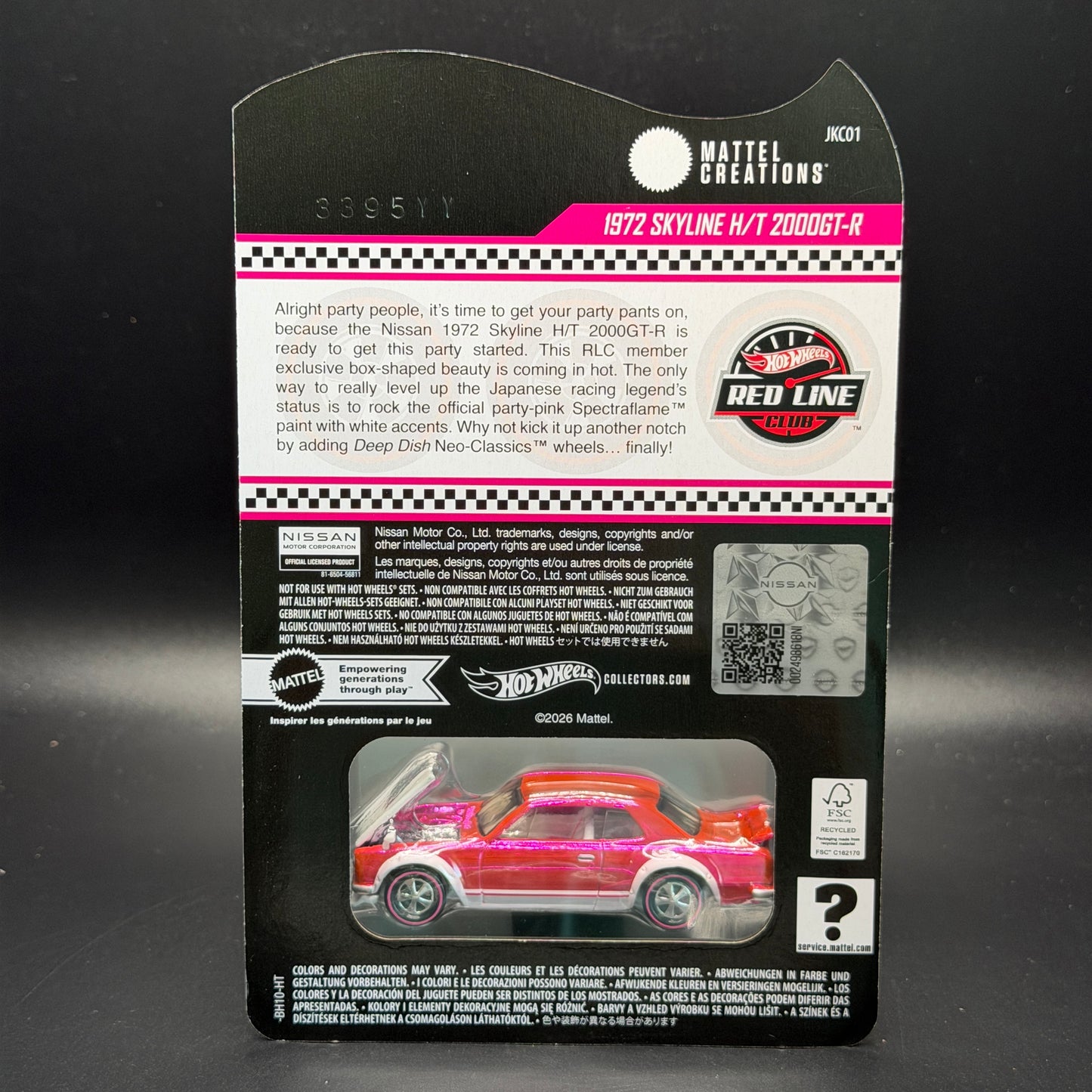 Hot Wheels RLC 1972 Skyline H/T 2000 GTR Pink