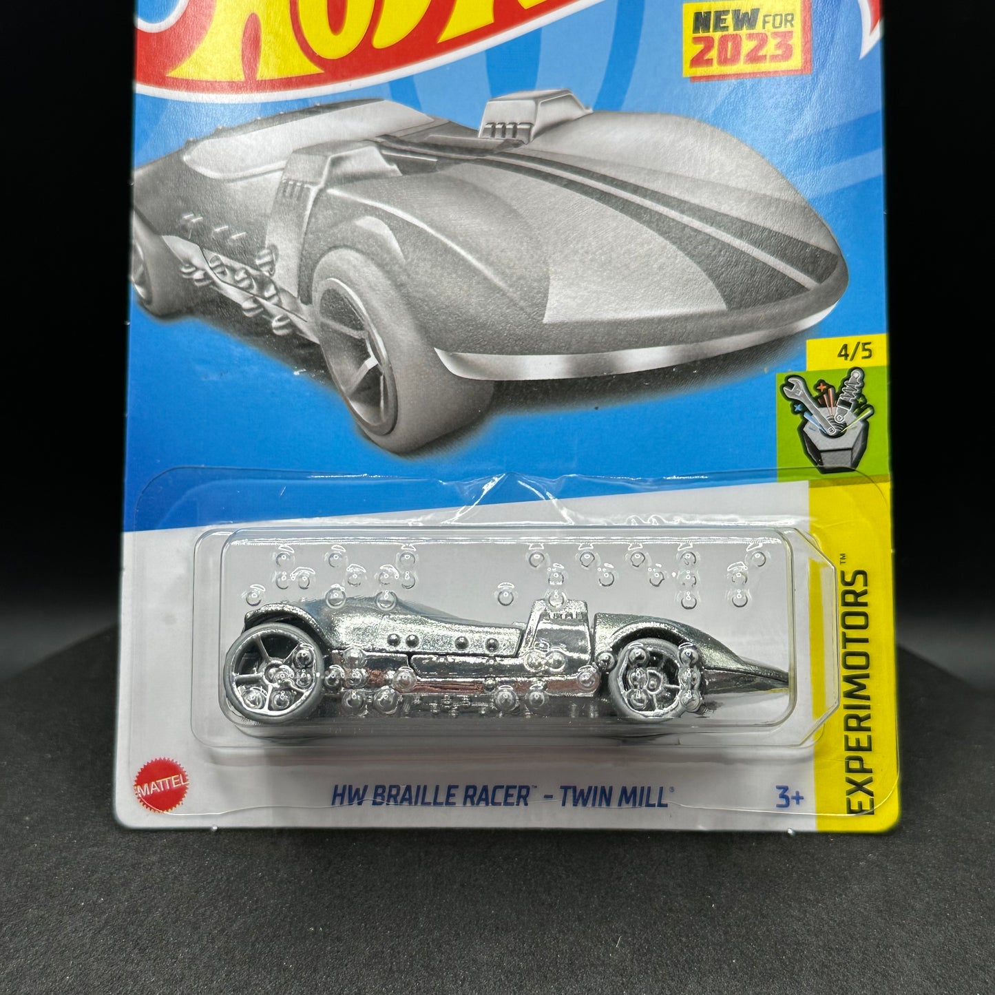 Hot Wheels Braille Racer Twin Mill Silver